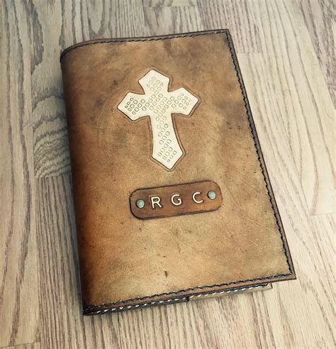 handmade leather bible.